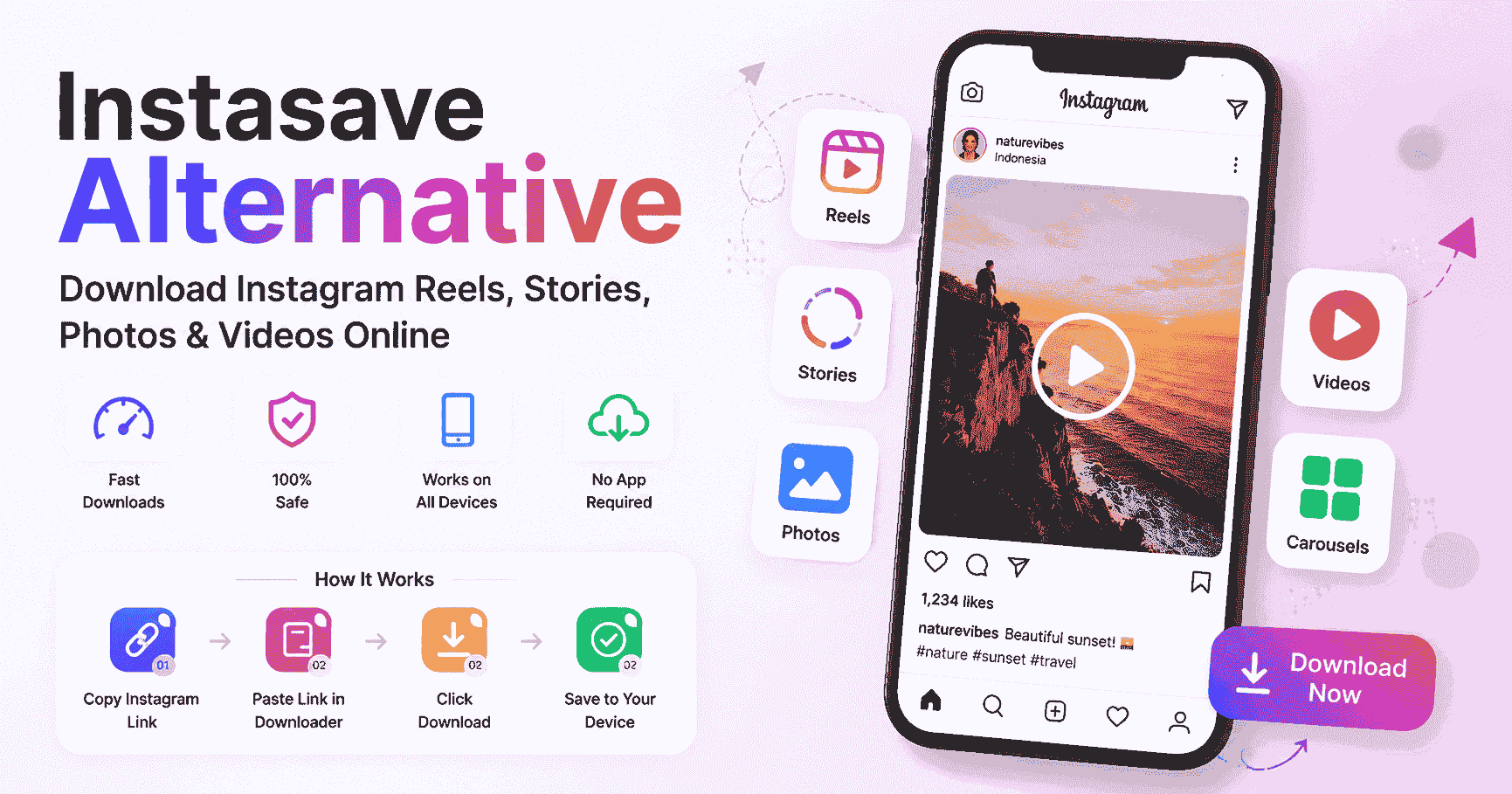 Instasave alternative — download Instagram reels, stories, photos, and videos online with Asave